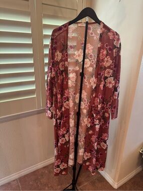 LuLaRoe Rust Floral Open-Front Kimono